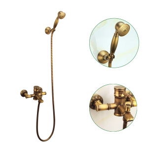 FLG Antique Bamboo Faucet Bathroom Basin Water Shower Set